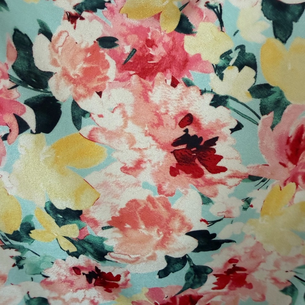 Iris Floral Cowl Neck Bodycon Mini Dress Size Small Pastel Pink Blue - Picture 7 of 10